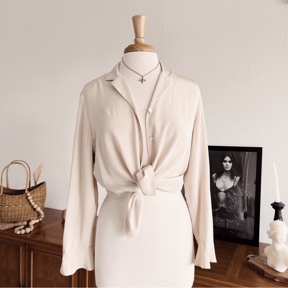 100% SILK BUTTON DOWN VINTAGE TOP #0352 - Picture 4 of 9